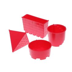 three red plastic containers sitting next to each other