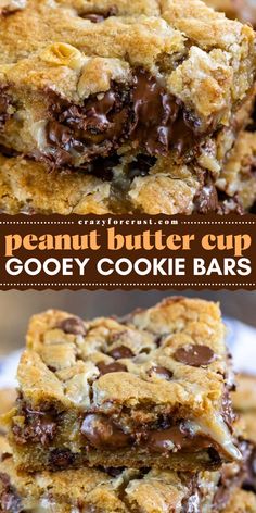 Satisfy your sweet tooth with this Peanut Butter Cup Gooey Cookie Bars! These chocolate chip cookie bars are filled with peanut butter cups and a gooey peanut butter filling, making them a standout in the best dessert recipes and yummy cookie ideas! Chocolate Chip Gooey Bars, Peanut Butter Choc Chip Bars, Peanut Butter Caramel Bars, Candy Bar Desserts Recipes, Peanut Butter Cup Cookie Bars, Peanut Butter Cookie Bars Easy, Desserts For Coworkers, Simple Dessert Bars, Candy Bar Cookie Bars