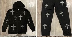 Match it up!! 6 Clear Rhinestones Cross Set. Hoodie has 6 crosses in the front of the hoodie and joggers has 6 crosses in the front of the joggers. Buy together and save Hoodie And Joggers, Rhinestone Cross, Clear Rhinestones, Puma Jacket, Alexander Mcqueen Scarf, Zip Ups, Athletic Jacket, Etsy Uk, Clothes