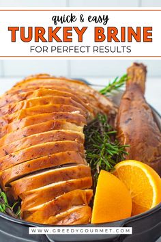 A perfectly sliced turkey breast seasoned with herbs and served alongside fresh orange wedges, prepared using a flavorful turkey brine. Traeger Smoked Turkey, Smoked Turkey Breast Recipe, Turkey And Dumplings, Juicy Turkey, Smoked Turkey Recipes, Roast Turkey Recipes, Smoked Turkey Breast, Turkey Brine, Thanksgiving Friendsgiving