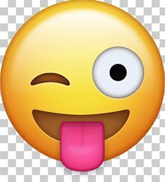 an emoticive smiley face with its tongue out and eyes wide open png