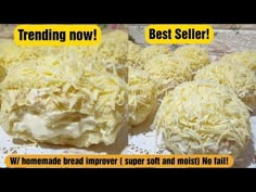 some kind of bread with cheese on it and the words trending now best seller