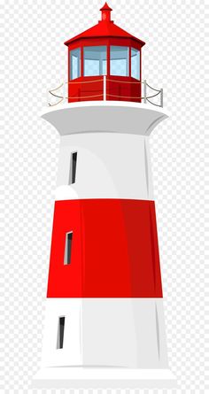 a red and white lighthouse on a transparent background