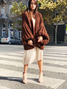 "This brown maxi coat is warm, oversize and very popular among our customers. Chunky knit sweater for women. This crochet cardigan is long and has long sleeves. This elegant, soft and warm chunky cardigan is made of wool blend yarn. Wool cardigan open in front, loose fit. The coat is very practical. The front of the coat is open, so if you want, you can close on special buttons. The knitted cardigan is comfortably light, very soft and super cozy. Since the material is very high quality wool yarn Oversized Cable Knit Outerwear With Open Front, Oversized Cable Knit Acrylic Outerwear, Oversized Knitted Outerwear, Oversized Knitted Cardigan For Fall, Cozy Oversized Acrylic Cardigan, Oversized Cozy Acrylic Cardigan, Chunky Oversized Winter Sweater, Cozy Chunky Knit Open Front Cardigan, Oversized Knitted Acrylic Cardigan