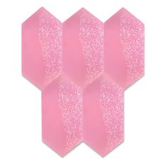 four pink hexagonals with white glitter on them