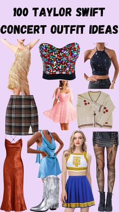 taylor swift concert outfit ideas Taylor Swift Outfits Based On Songs, Outfits Based Off Of Taylor Swift Albums, Outfits Inspired By 1989 Taylor Swift, Taylor Swift Clothes Concert, Outfits To Wear To Taylor Swift Concert, Taylor Swift Concert Ideas, Taylor Swift Concert Tickets, Taylor Swift Outfits Concert