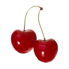 two cherries are shown on a white background