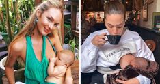 two women holding babies and drinking coffee