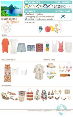 an info sheet showing the different types of clothing and accessories for women in various countries