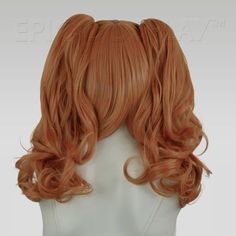 Rhea Autumn Orange Mix Pigtail Wig Set This Autumn Orange Mix pigtail wig set uses our 14" Chronos style as a base for two of our 20" clip-on ponytails to create a a fun and versatile pigtail style. The base wig is a short bob cut style that frames the face and can be worn independently, with only one clip, or with both clips. Each 20" ponytail comes with a large alligator claw clips at its base, making it easy to attach onto any portion of the base wig where there is wefting. Clip the ponytails