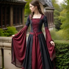 Elegant Medieval Princess Dress Renaissance Gown Corset Dress Burgundy and Navy Blue Women's Gown Luxury Period Dress - Etsy Medieval Clothing Royal, Warrior Princess Outfit, Medieval Princess Dress, Ren Faire Dress, Designer Pictures, Medieval Dress Princess, Burgundy And Navy Blue, Medieval Princess, Corset Lacing