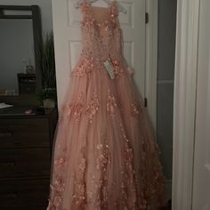 Light Pink/ Baby Pink. Flower Accent, Fits Like A Small And Only Wore Once Quince Dress, Pink Baby, Quince, Pink Flower, Sweet 16, Baby Pink, Light Pink, Colorful Dresses, Size 2