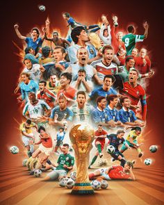 the world cup poster with many different soccer players