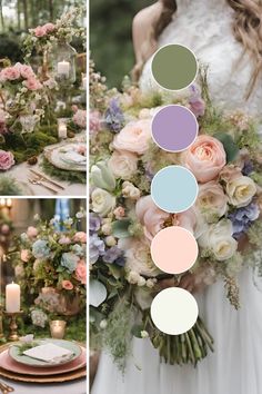 Rustic Wedding Pastel Colors, Simple Wedding Themes Color Schemes, Springtime Wedding Colors, Spring Wedding Colors Pastel, Pastel Vintage Wedding Theme, Pastels Wedding Colors, Color Themes Wedding, Fairytale Wedding Color Palette, Pastel Wedding Colors Palette Colour Schemes