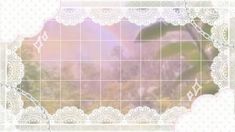 an image of a white doily with flowers and clouds in the background, overlaided with dots