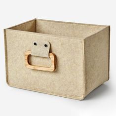 a cardboard box with a handle on the front and bottom is made out of wood