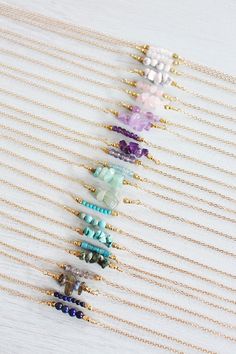 Gemstone Bar Necklace Gemstone Necklace Birthsone Necklace Anting Manik, Gemstone Bar Necklace, Bead Bar Necklace, Logam Mulia, Necklace Bar, Bead Bar, Necklace Crystal, Necklace Gemstone, Fashion Ring