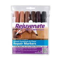 rejuvenate wood furniture and floor repair markers, 6 / pkg