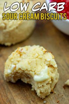 low carb sour cream biscuits on a wooden table