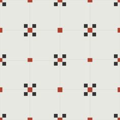 an orange and black square pattern on a white background with red squares in the middle