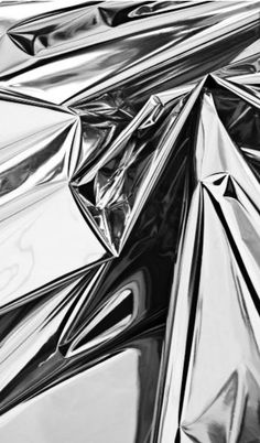 black and white photograph of shiny material