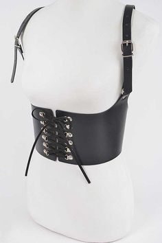 Plus Size BeltWidth - 5.25"One Size Appx. 44"Composition - Polyurethane & Mix MetalsLead & Nickel Compliant Plus Size Harness, Corset Harness, Harness Belt, Leopard Tote, Plus Size Belts, Corset Belt, Leather Corset, Tank Top Dress, Black Corset