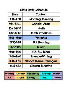 an image of a timetable for class 1 - 3