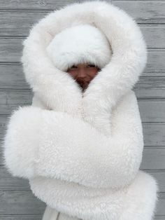 Kali White Faux Fur Jacket with Hood White Faux Fur Jacket, Ootd Instagram, Faux Fur Cropped Jacket, Snow Angels, Jacket With Hood, White Faux Fur, White Fur, Fall Coat