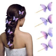 PRICES MAY VARY. Butterfly hairpin made of fabric,pearl and metal alloy,comfortable for clamping hair,don't feel pain when you use the clips for long time,you will get a lot of compliments if you wear them. Butterfly hair clip size: 2.75 inches/7cm*1.37 inches/3.5cm. Pretty bobby pins are shaped by butterflies and vintage hairpins,look exquisite and vivid, can secure grip and hold your nice hair tightly,and won’t fall off easily and do no damage to your hair.can add your hairstyle an extra elega Bride Wedding Hair, Butterfly Hair Accessories, Butterfly Hair Clips, Bobby Pin Hairstyles, Pearl Bride, Bridal Headwear, Nice Hair, Butterfly Hair Clip, Pearl Hair Clip