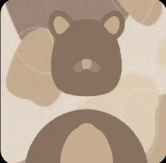 a brown teddy bear sitting on top of a white and tan background with circles around it