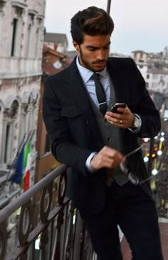 If you need to look at your smartphone, then do it with style. Mens Custom Dress Shirts, Mdv Style, Custom Dress Shirts, Style Gentleman, A Man In A Suit, Man In A Suit