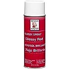 a bottle of red spray paint on a white background with the words body spray glossy red