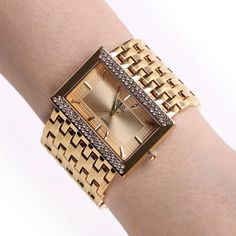 Chain Watch, Gold Watches Women, Bracelet Watches Women, Watches Women, Chain Fashion, Bracelet Clasps, Square Watch