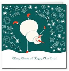 a christmas card with an image of a snowman