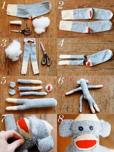 instructions to make sock monkey puppets for kids