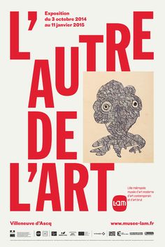 a poster with an owl drawn on it's face and the words l'autre de l'art