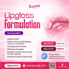 Flyer design for a Lipgloss Formulation Training Lip Gloss, Design