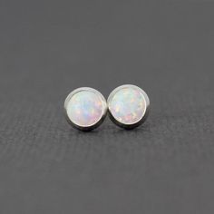 Opal Stud Earrings, Opal Earrings, Opal Post Earrings, 6mm Opal Earrings, Opal Studs, Opal Earrings, Minimalist Opal Jewelry For Anniversary, Classic Opal Jewelry As A Gift, Classic Opal Jewelry For Gifts, Dainty Round Opal Jewelry, Pink Opal Jewelry For Anniversary, Elegant Hypoallergenic Opal Jewelry, Minimalist Opal Birthstone Jewelry, Round Pink Opal Jewelry For Anniversary, Pink Opal Anniversary Jewelry