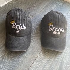 Nwot Bride & Groom Adjustable Baseball Style Caps. I Do!!!. Never Worn Groom Wearing Baseball Hat For Wedding, Groom With Baseball Hat, Bride And Groom Hats, Wedding Ball Caps For Groom, Groom Hats, Bride Groom, Women Accessories, Baseball, Hats