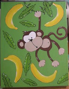 a painting of a monkey with bananas on it