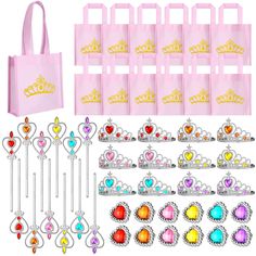 PRICES MAY VARY. Princess Party Decorations: the package contains 12 pieces princess birthday party supplies, including 12 party favor bags, 12 princess crown, 12 wands and 12 rings; Different items with adequate quantity to satisfy your diverse party using, decorating and sharing needs Elegant and Beautiful: our princess crown party favors, wands and rings are designed with pretty appearances in 6 different colors, including pink, red, rose, purple, blue and orange; And the princess goodie bags Tiara Rings, Princess Gift Bags, Plastic Crown, Rings Princess, Sofia The First Birthday Party, Birthday Party Princess