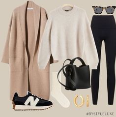 Cold Athleisure Outfits, Winter Casual Outfit For Women Cold, Cool Mum Fashion, Elevated Casual Outfits Women Winter, Winter Casual Outfit For Women, Autumn Outfit Women, Coatigan Outfit, Winter Comfy Outfits, Streetstyle Winter