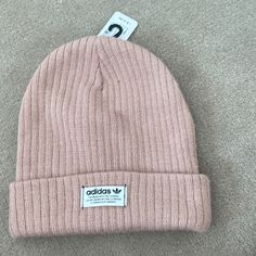 Pink Adidas Rib Beanie Casual Spring Beanie, Casual Beanie Cap For Spring, Casual Spring Beanie Cap, Trendy Spring Beanie One Size, Trendy Beanie For Spring, Trendy Spring Beanie, Casual Pink Beanie, Casual Pink Beanie For Spring, Casual One Size Beanie For Spring