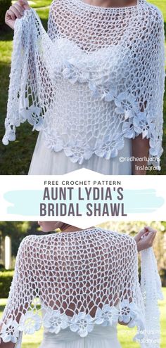 the crochet pattern for an adult's bridal shawl is shown