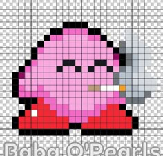 an image of a pixel art piece with pink and red colors on it, as well as