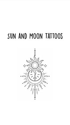 the sun and moon tattoo is shown in black and white, with an arrow pointing to it