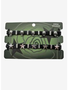 Social Collision Skull & Star Faux Leather Choker Set | Hot Topic Social Collision, Oc Challenge, Boo Basket, Digital Closet, Choker Set, Pretty Jewelry, Leather Chokers, Funky Jewelry, Accessories Jewelry Necklace