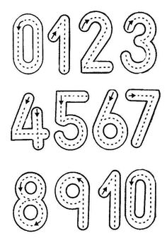 the numbers are drawn in different styles and sizes, including one for each digit number