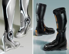 Tron: Boots Look at those damn boots. They look awesome. It's THE shoe all Girls (and gays) want! Futuristic Boots, Cos Boots, Cyberpunk Mode, Walk In Heels, 3d Karakter, Boots Look, Futurisme Retro, Tron Legacy