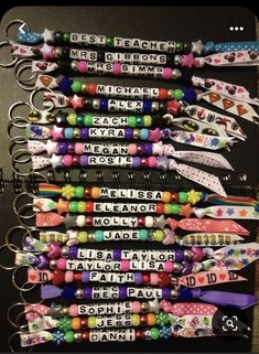 a bunch of lanyards that are on a table